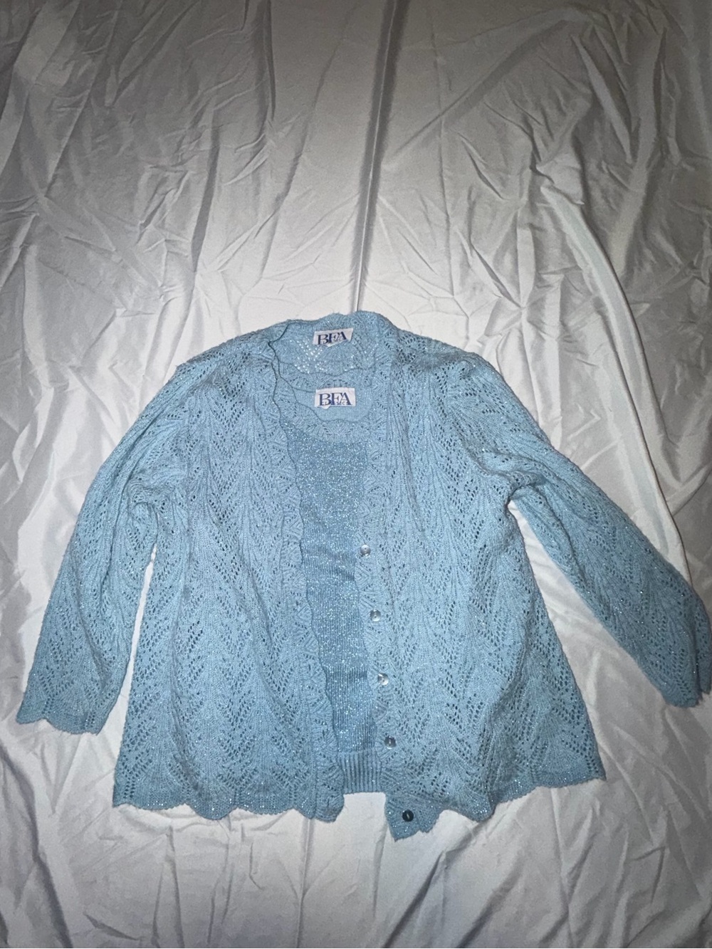 Vintage BFA Classics Blue Shimmer Sweater Set 1X